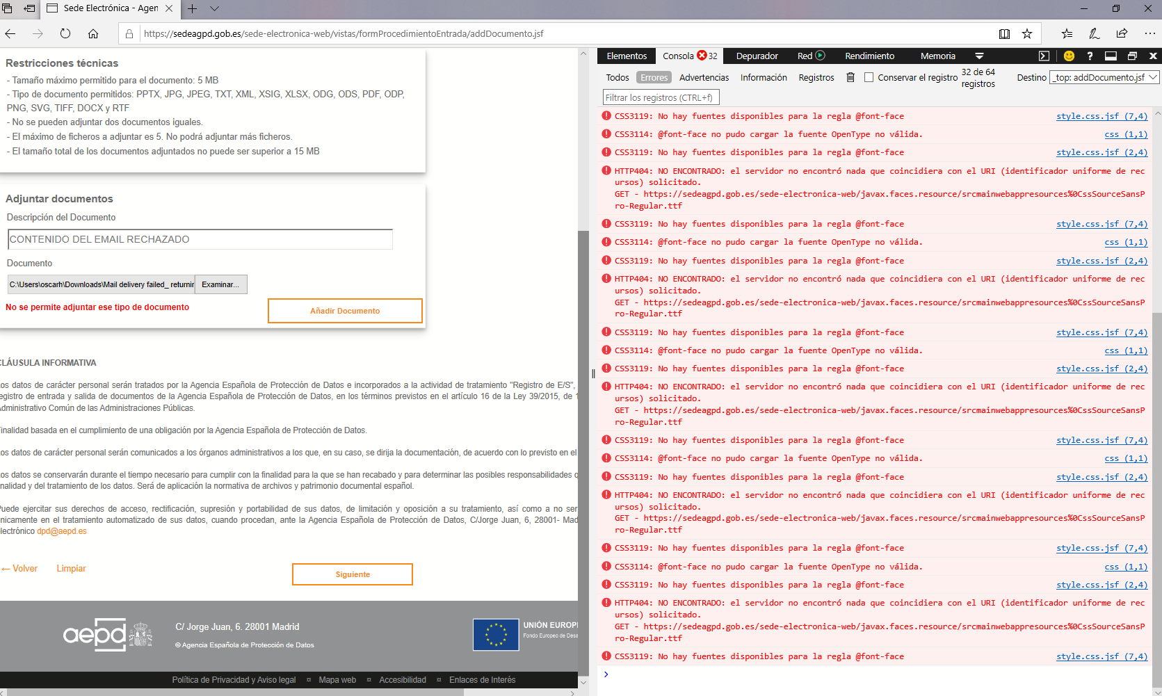 La infame web de la Agencia de Protección de Datos